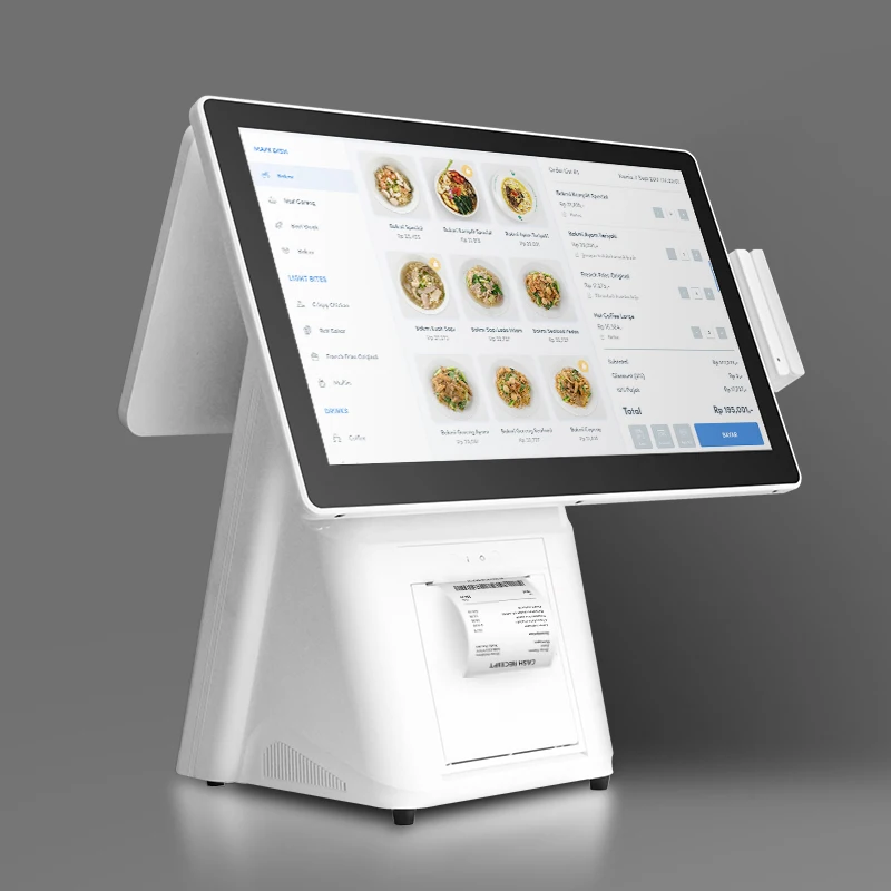 Dual touch screen 15.6inch pos system smart desktop tablet pc android all in one cashless payment pos cashier machine