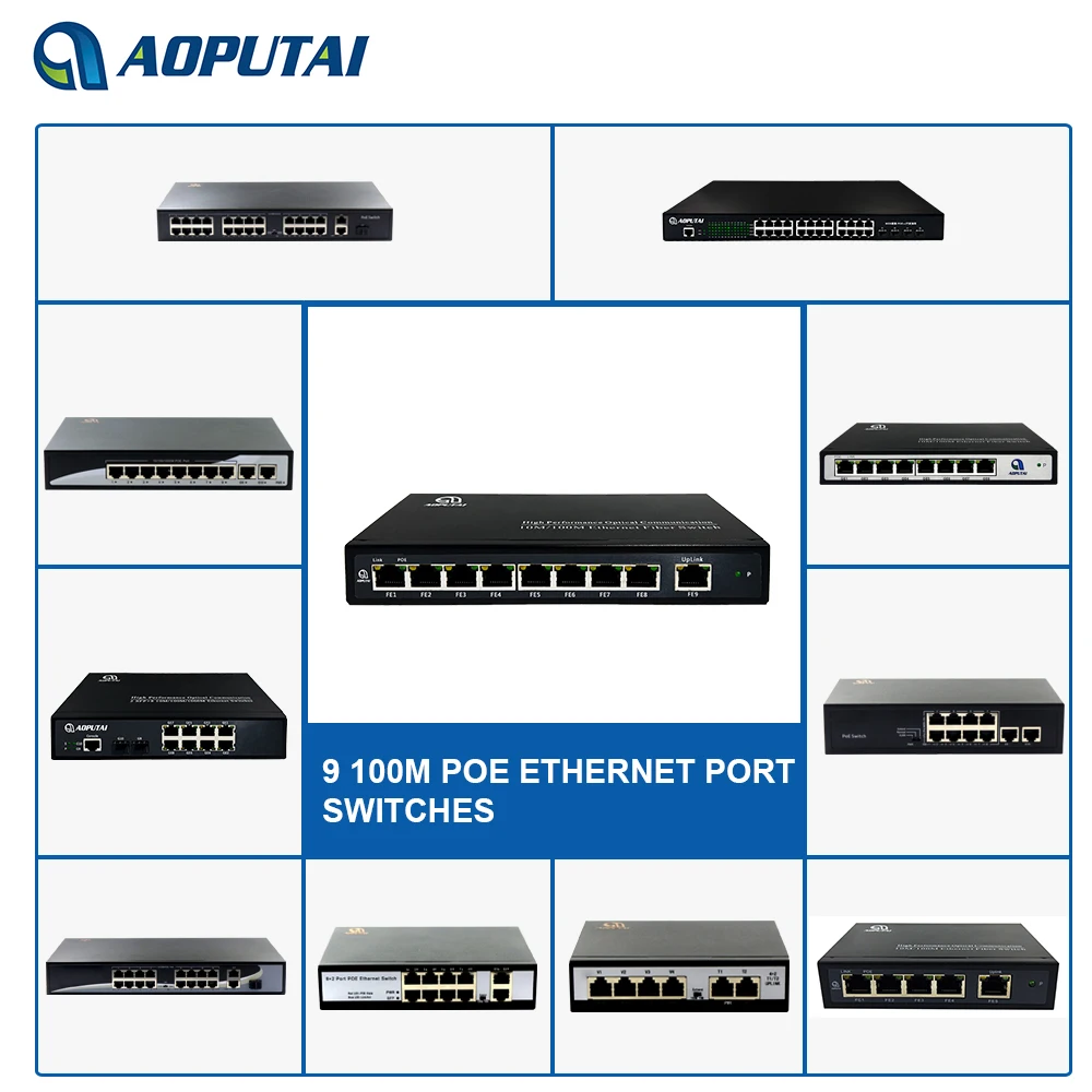 unmanaged 8 poe 100M port with 1*100M uplink RJ45 Ethernet port smart poe switch for cctv camera