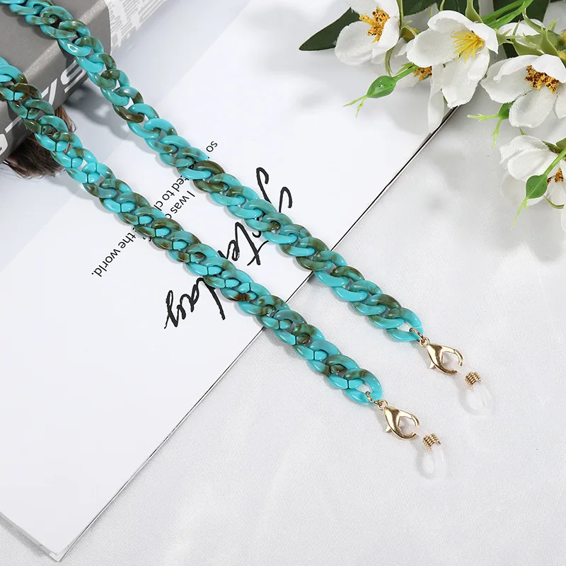 
2021 Custom Design Acrylic Anti Skid Masking Chains Necklace Fashion Coloreful Child Adult Face Cover Chain 
