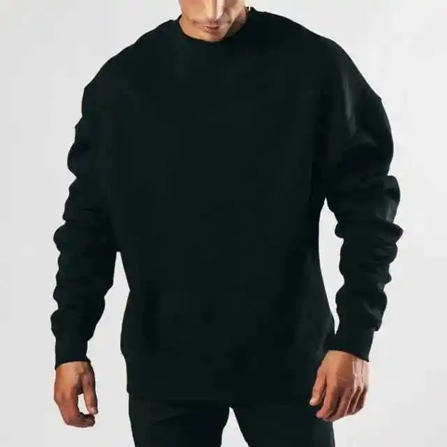 Loose Fit Heavyweight Black Fleece Sweater Mens Hoodies Sweatshirts Plus Size 4xl Pullover Sweater