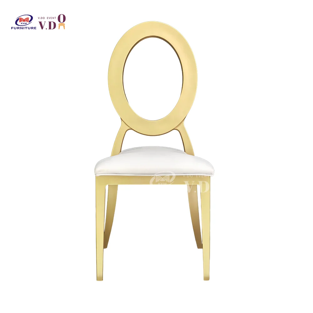 Stainless Steel Changeable O Round Back Design Stackable Restaurant Chairs Gold Hotel Banquet Wedding Event Dining Chair