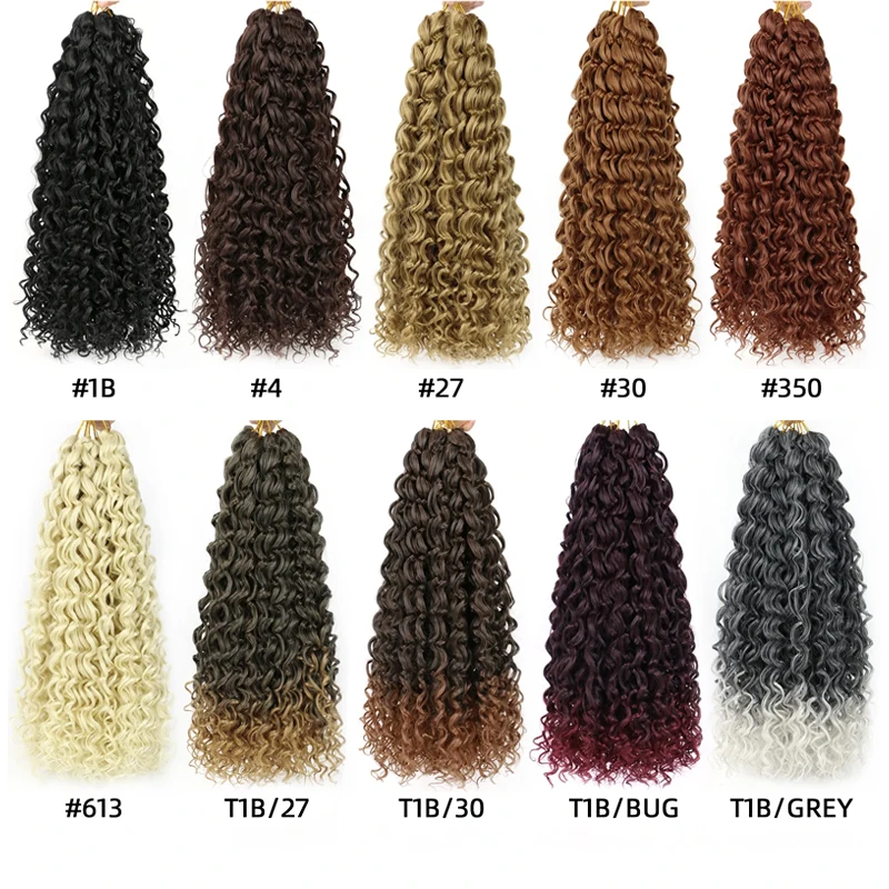 18inch 85g long GoGo Curl Crochet Hair Water deep Wave Curly Bulk Braiding Hair Single Weft Synthetic Hair Extensions