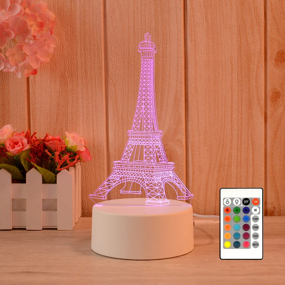 7 Color Visual Environment Optical Illusion USB Bedroom Table 3D  Transparency Acrylic Visual Lamp Led Night Light