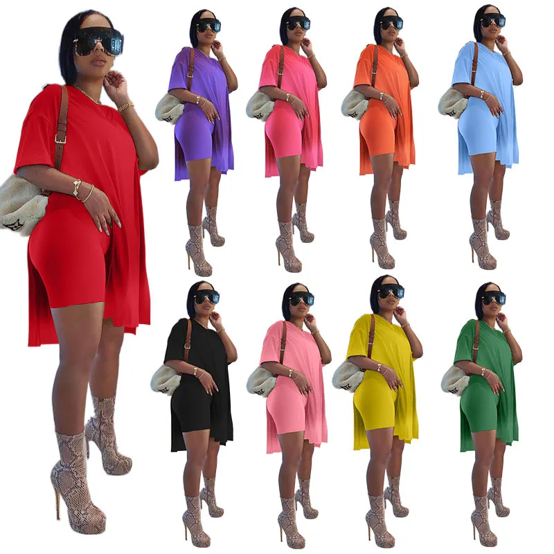 
wholesale 2021 high quality lady plain sweatsuit ladies sport jogging suit for women two piece short suit tracks set 