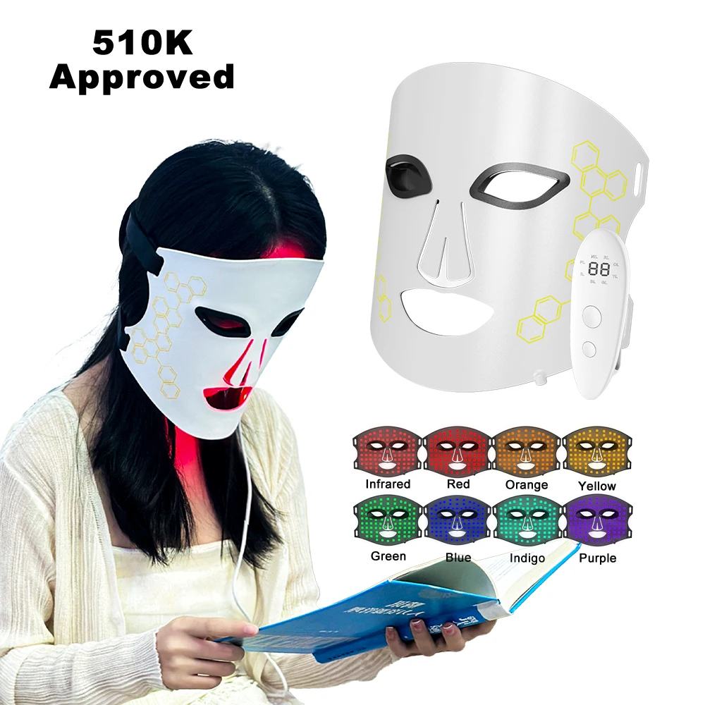 8 colors ultral-thin face therapy red lighting  face mask for anti-aging home use