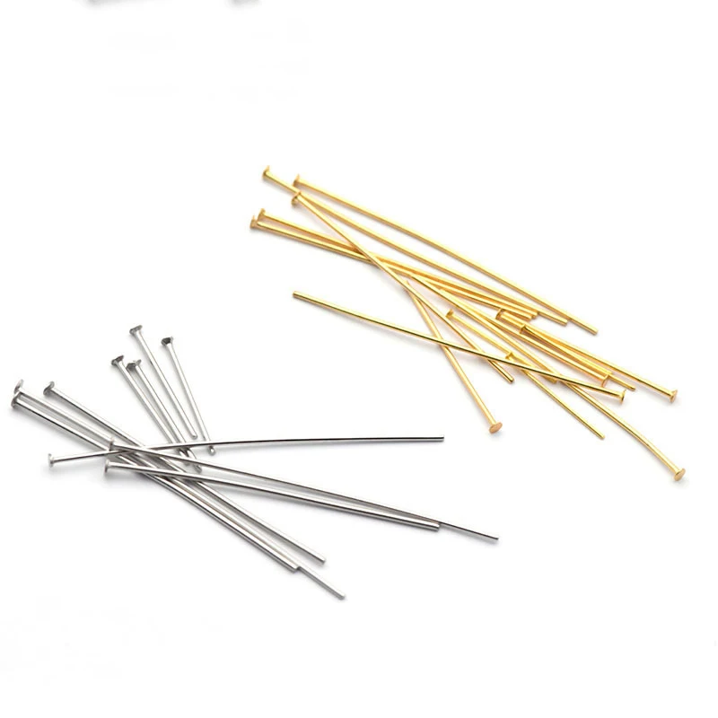 500pcs/ Bag Wholesale Multi Sizes Silver Gold Plated 316L Stainless Steel Flat Head Pins T Head Pins DIY Jewelry Making