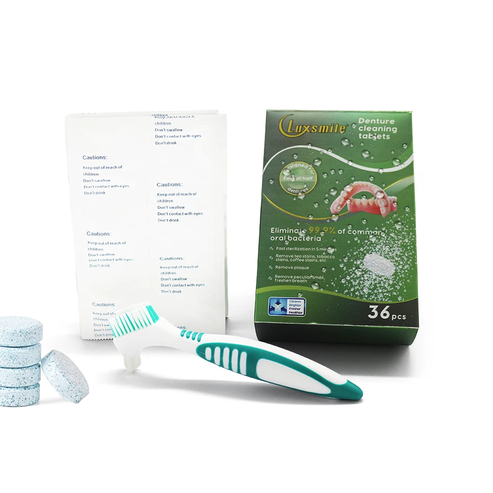 Private Label Eliminate 99.9% Oral Bacteria Effervescent Oral Care Strong Cleaning False Teeth Aligners Denture Cleaner Tablet