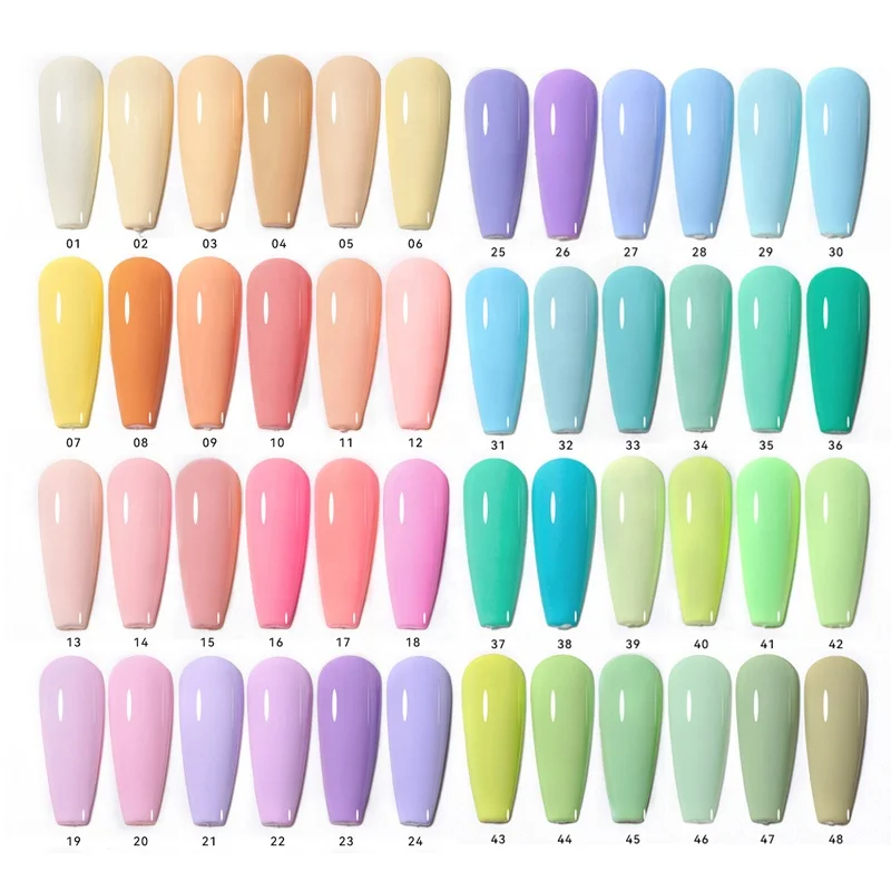 Private Label 15ml Soak Off Nail Gel Polish 48 Color Macarone 0.5oz UV Semi Permanent UV LED Base Top Coat Gel Nail Polish Set
