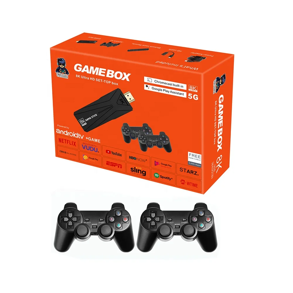 2023 M8 X8 Game Stick 4K Mini Box Classic 13000 Games 64GB  Retro Video Game Consoles For P-S1/G-BA Classic TV Gaming Box