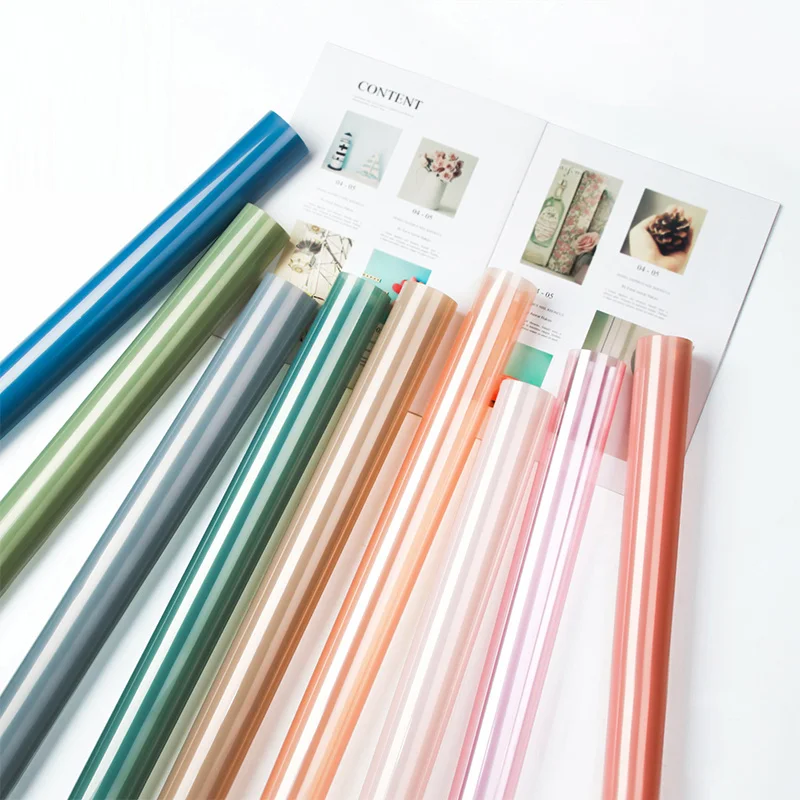 Shinewrap Factory Wholesale 20sheets/bag Pure Color Flower Wrapping Paper Waterproof Plastic Film Florist Packing Paper Luxury