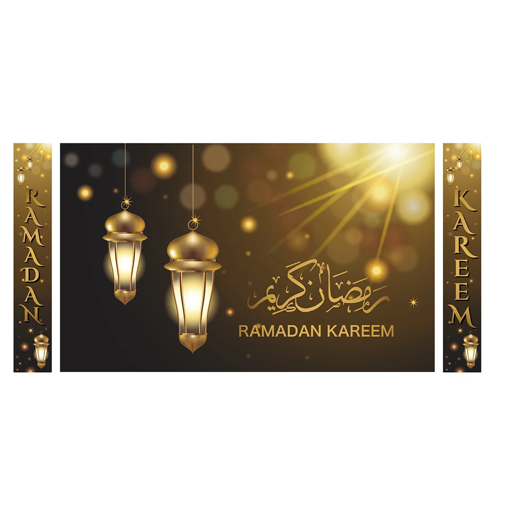 Wholesale 2024 Ramadan Eid Mubarak Party Wall Decor Eid Mubarak Porch Sign Muslim Ramadan Backdrop Banner Photo Booth Poster