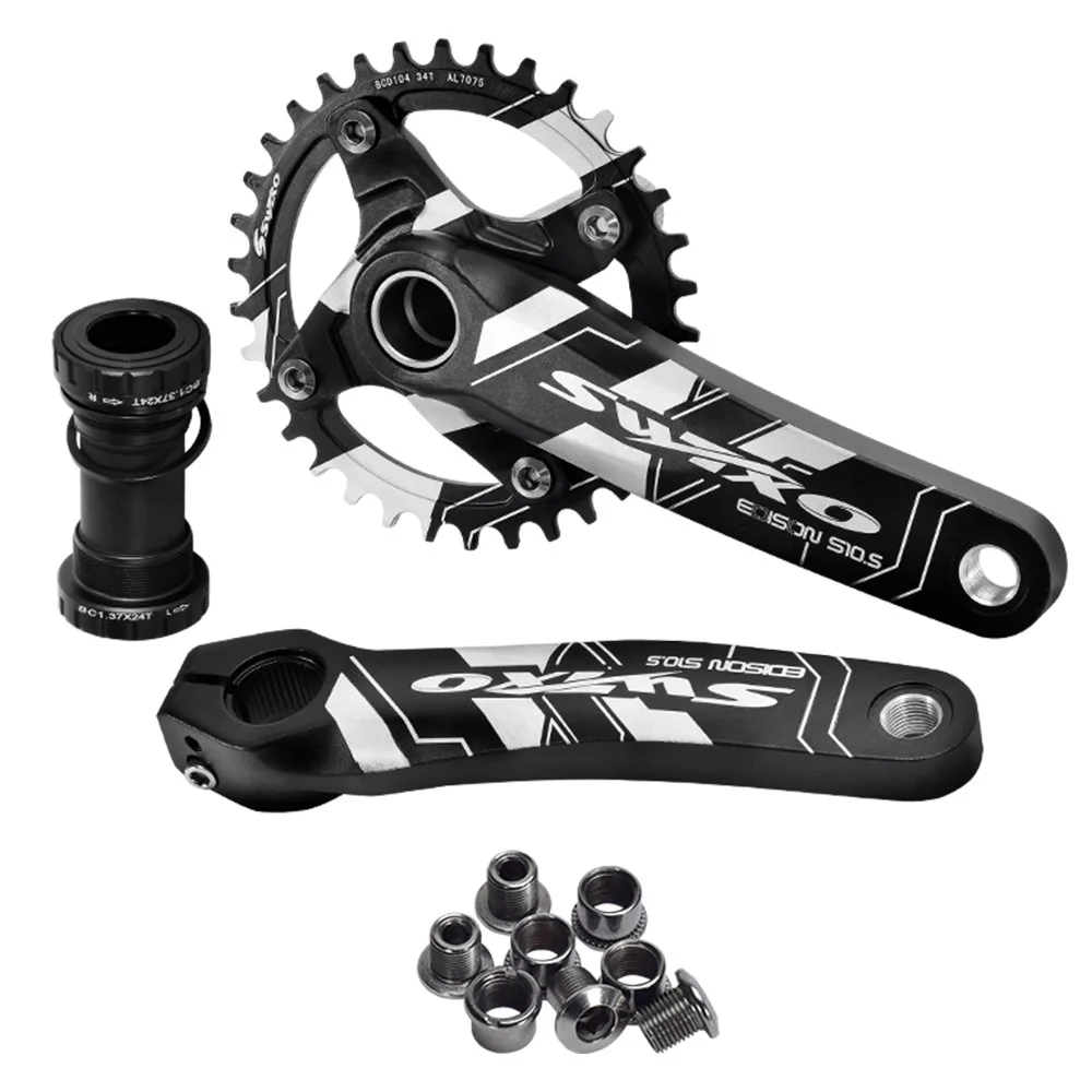 
Prowheel mtb bicycle crankset 104BCD square hole 170mm 175mm mountain bike crank 32T 34T 36T 38T round narrow wide sprockets 