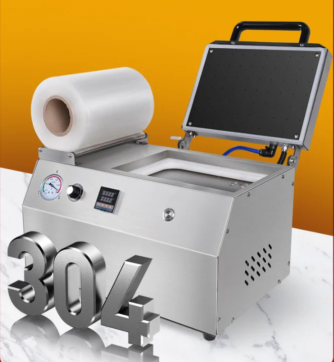 Small vacuum skin packaging machine sealing Fish Shrimp Seafood Manual tray box sealer Wrapping Packing heat from Thermoformer