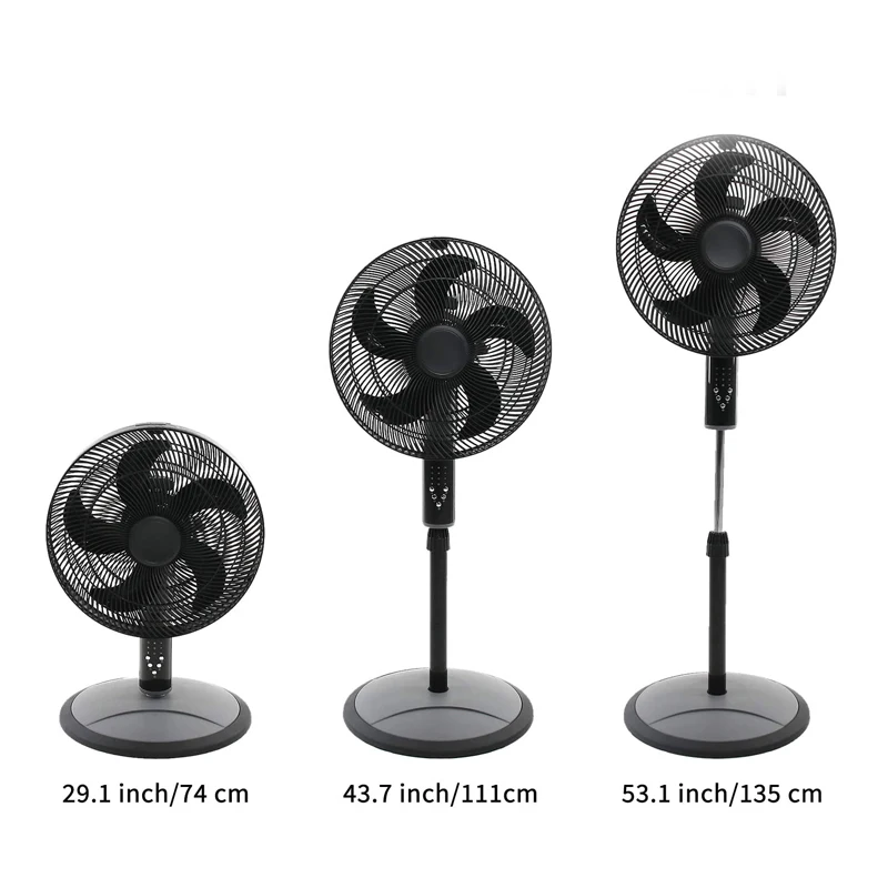 Pedestal Fan and Table Fan, 55W Stand up Fan with Remote Control, 4 Speed Oscillation Adjustable Height from 29 to 53 Inch,