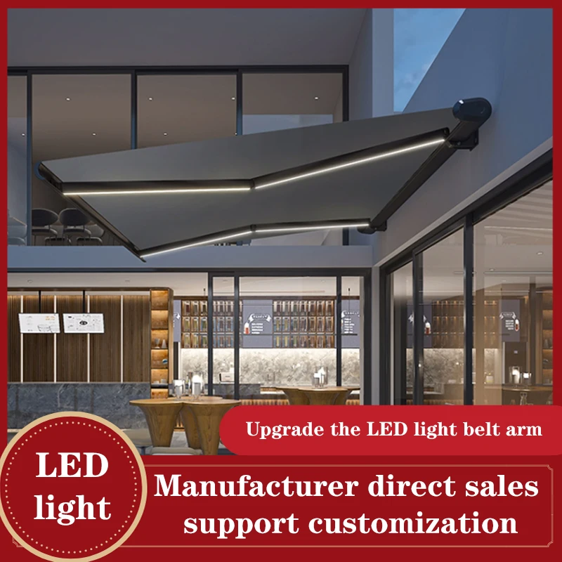 Awning Outdoor Motorized Patio Awning Sunshade Awning Fabric Roofing Hot Sale Customized Acrylic Full Cassette Retract Pvc 1 Set