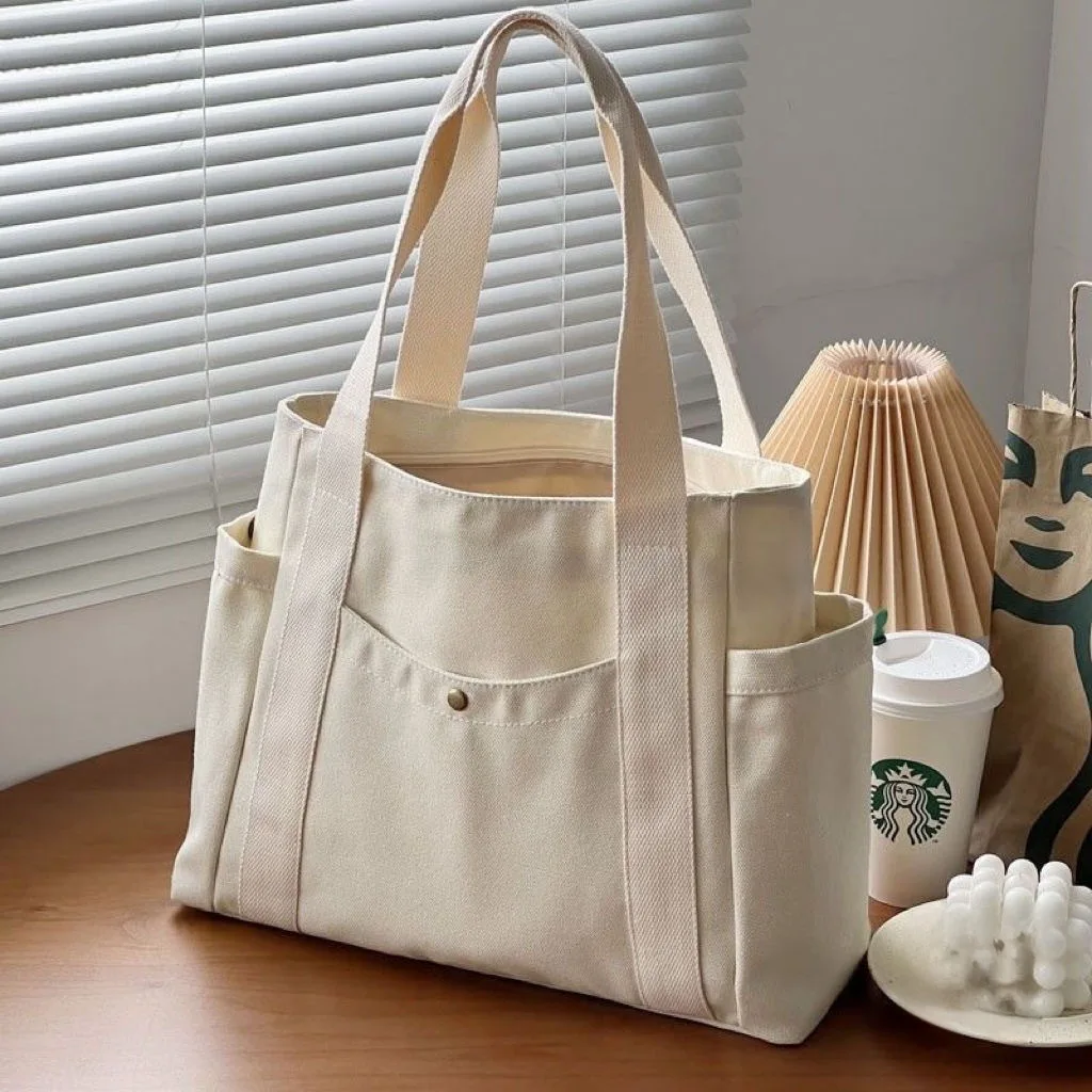 Makeup Shopping Duffle Bag Small Waxed Canvas Tote Bag Cotton Canvas Custom Canvas With Custom Printed Logo beach women lady Bag