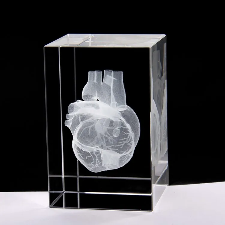 March EXPO 2022 Crystal carved 3D brain heart image cube /Block