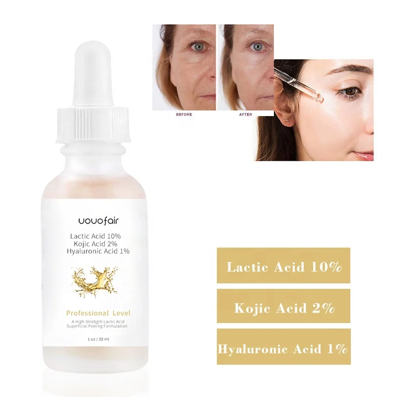 Private Label Custom Dark Spot Remover Skin Whitening Face Serum Lactic Acid Serum with Arbutin  Kojic Acid Niacinamide