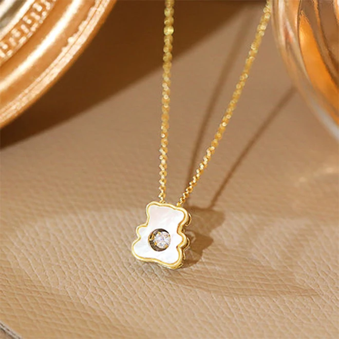 wholesale new fashion  bear necklace custom designer brand luxury stainless steel gold  happy face jewerly pulseras set