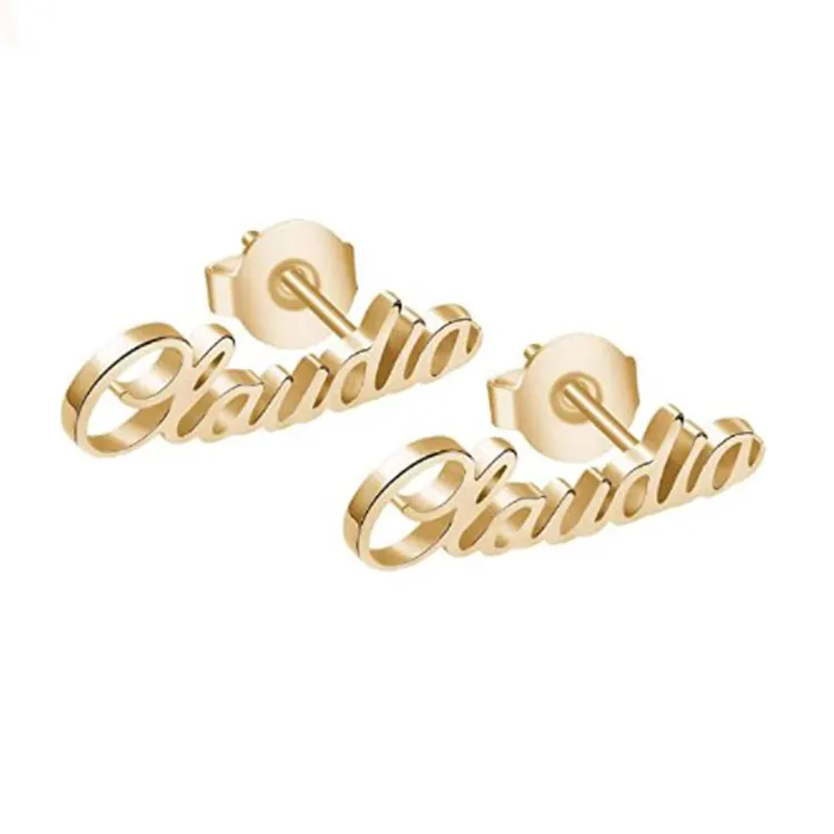 Custom stainless steel jewelry fashion personalized custom nameplate earrings wholesale