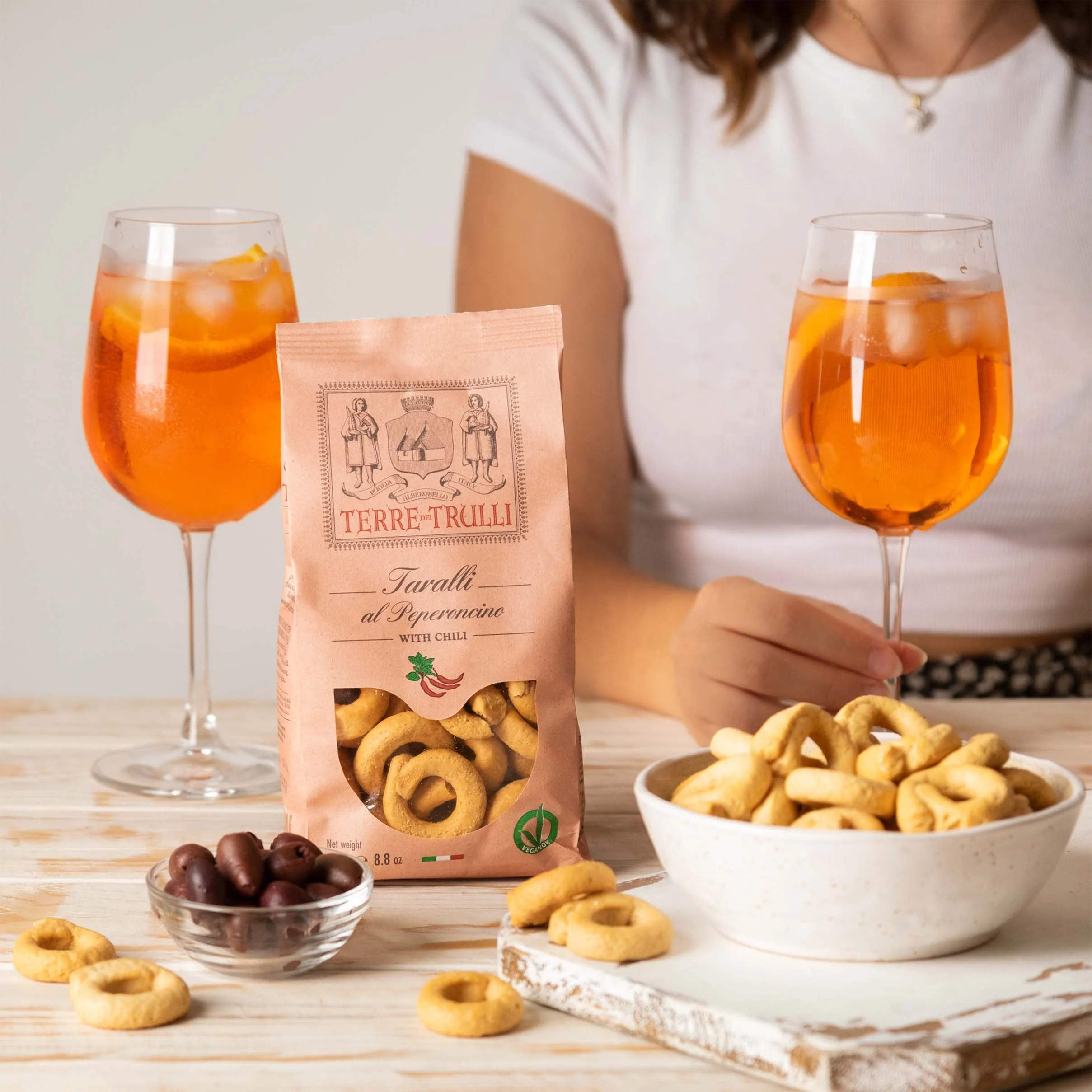 Taralli with Chili Pepper 250g 100% RECYCLABLE PAPER PACK - Made in Italy Gourmet Grain Snacks