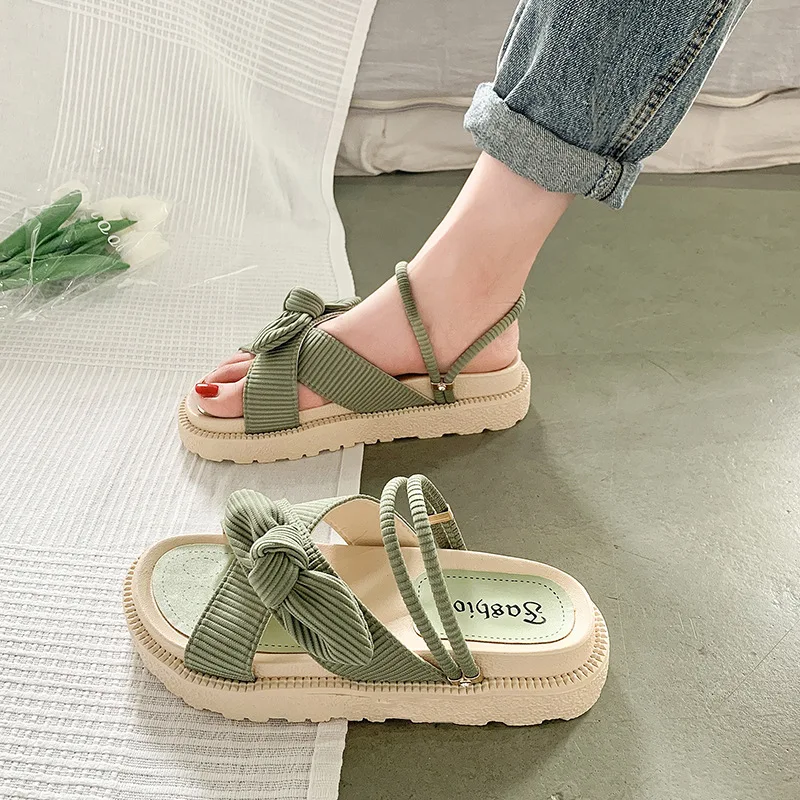 Sandals and slippers for women 2024 new summer fashion versatile flat bottomed outdoor shoes beach casual platform sandals