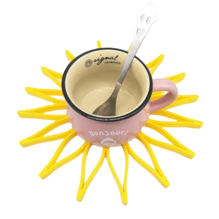 
Factory Price Foldable Custom Flower Shape Heat Insulation Cup Bowl Coaster Silicone Tableware Mat 