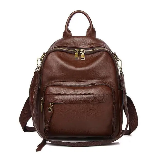 Luxury Genuine Leather Women Backpack Vintage Style Lady Travel Shoulders and Backpack Girl School Bag Female Leather backpack