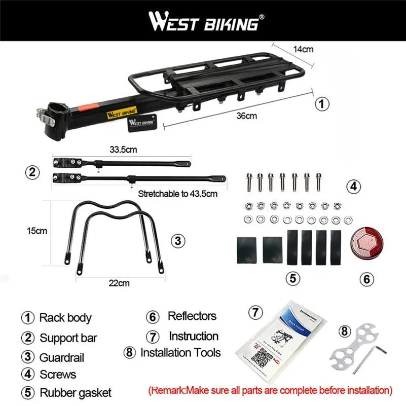  Велосипедные стойки WEST BIKING задний багаж Аксессуары для велосипеда оборудование велосипедная стойка тормоз ног горный