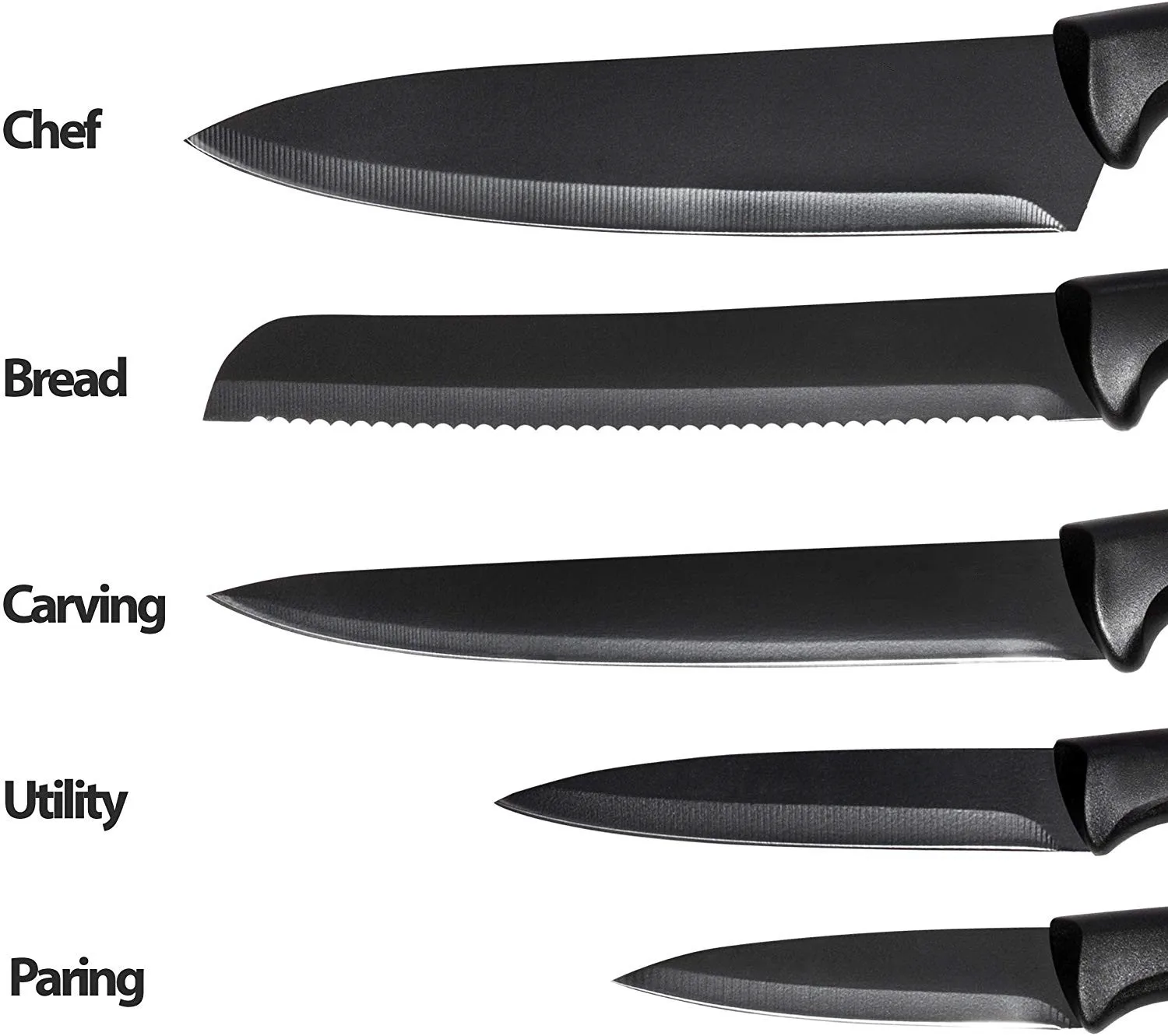 
PP handle non stick coating Black 17 pcs kitchen knife peeler set with gift box 