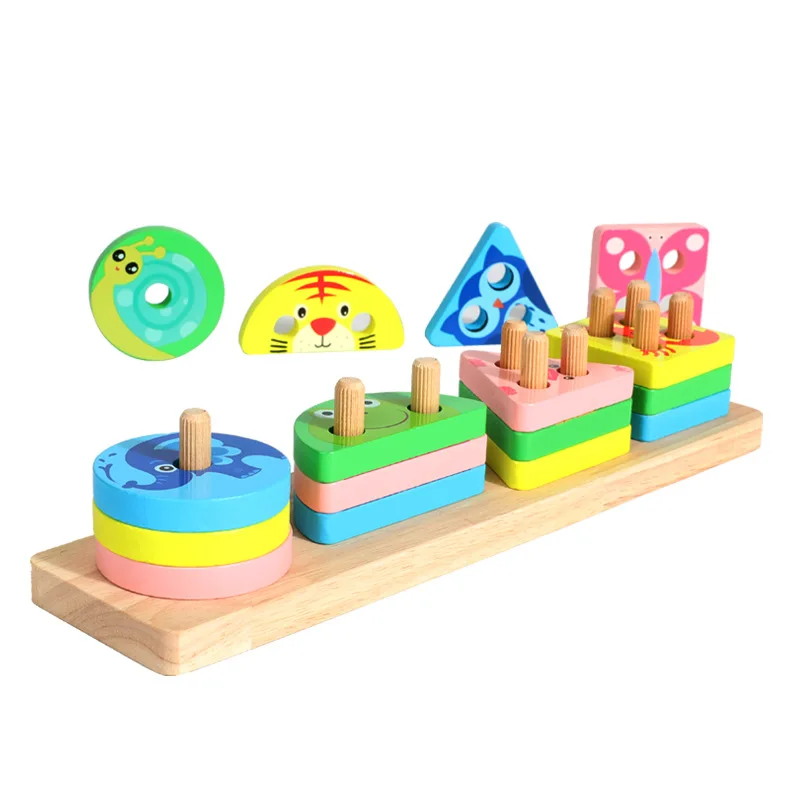 Wooden Montessori Shape Blocks Early Educational Toys Graph Geometric Shape Sorter Toy For Kids Playing