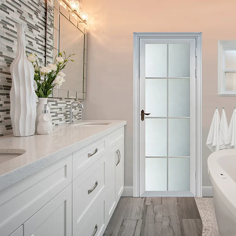 Modern aluminum frame interior swing tempered glass bathroom shower door