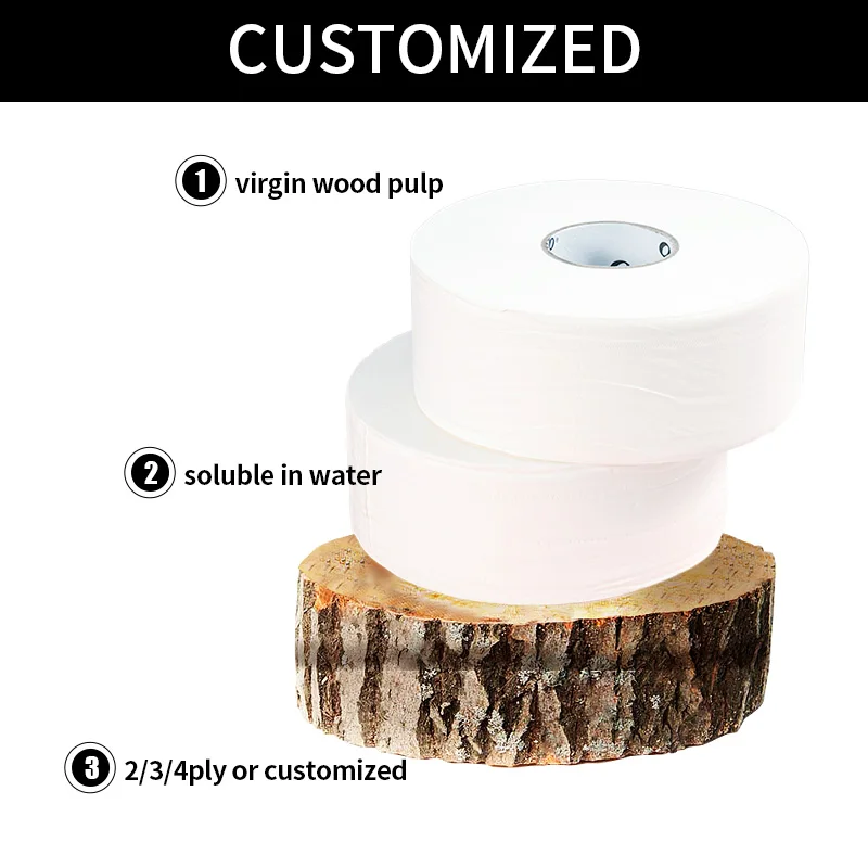 Wholesale White 2 Ply Commercial Use Bathroom Eco-friendly Embossed Tissue Toilet Paper