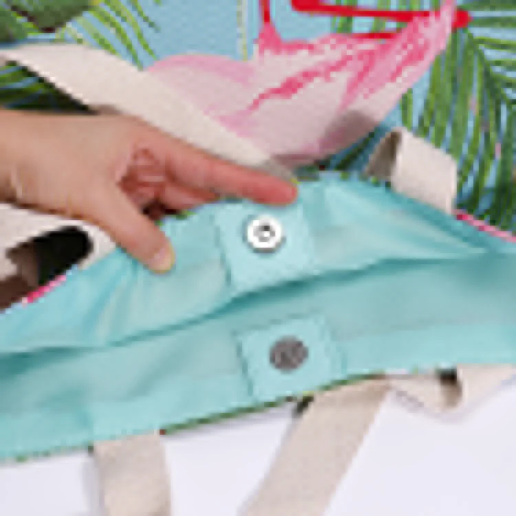 Hot Selling Custom Polyester And Cotton Rope Shoulder Beach Bag Colorful Digital Printing Beach Bag With Canvas Rope