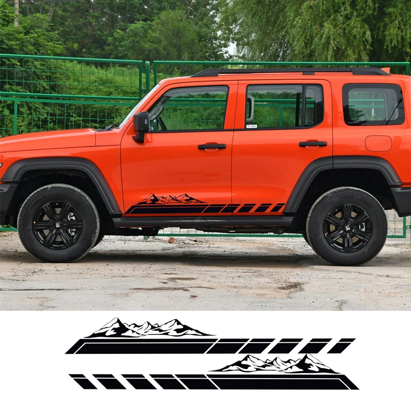 2pcs Car Stickers Door Side Mountains Stripes Graphics Vinyl Decals Film For Jeep Wrangler JL JK TJ 2007-2018 2019 2020 2021
