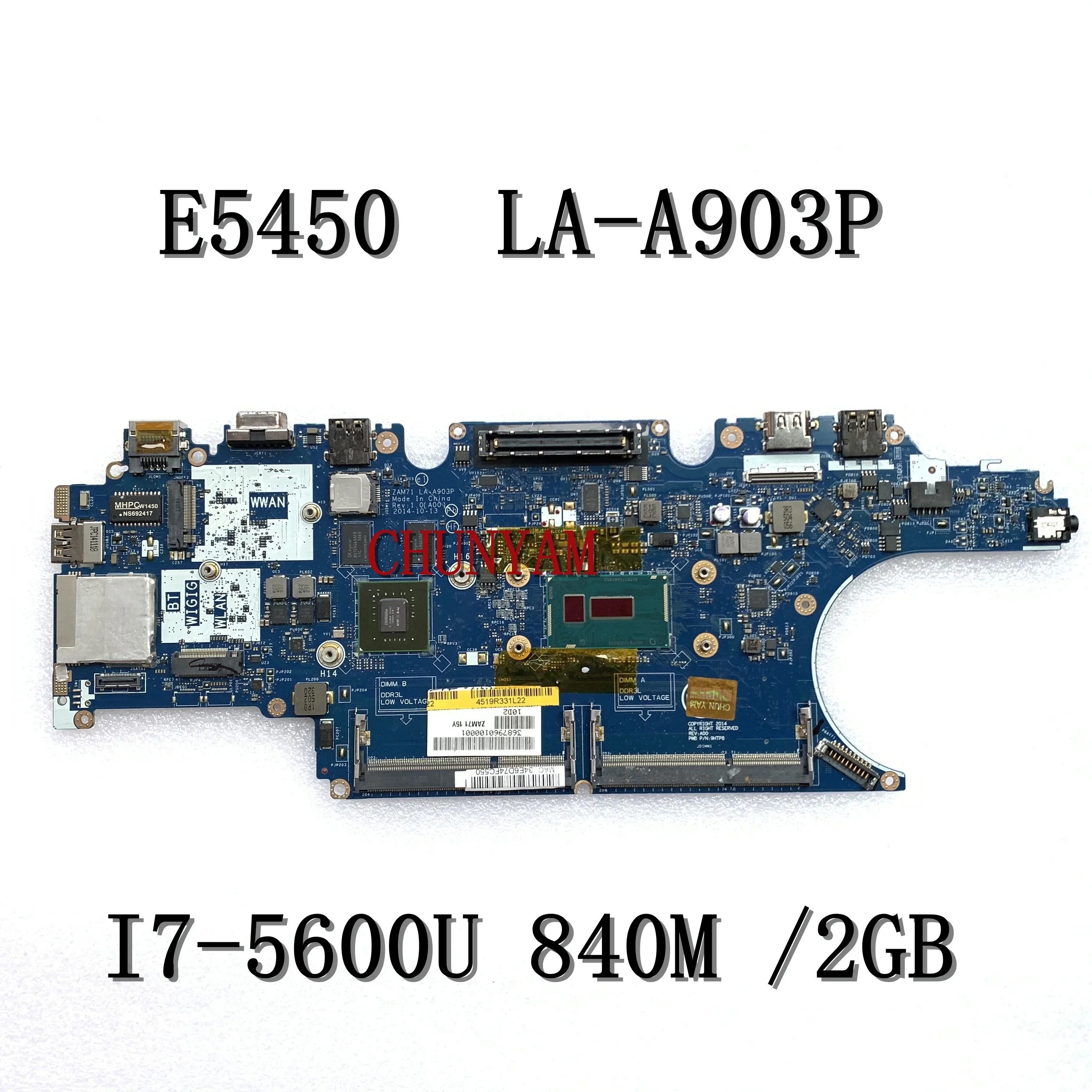 Wholesale ZAM71 LA-A903P w/ i7-5600u 840M 2GB For Latitude E5450 Laptop Notebook Motherboard CN-07FG2 7FG2 Fully Tested