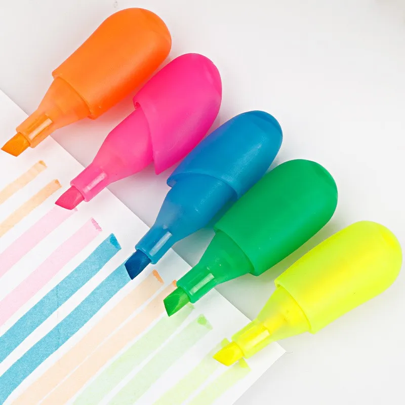 Novelty Fluorescent Marker Pen Customized Logo Fingers Shaped Highlighter Pen With 5 Colors