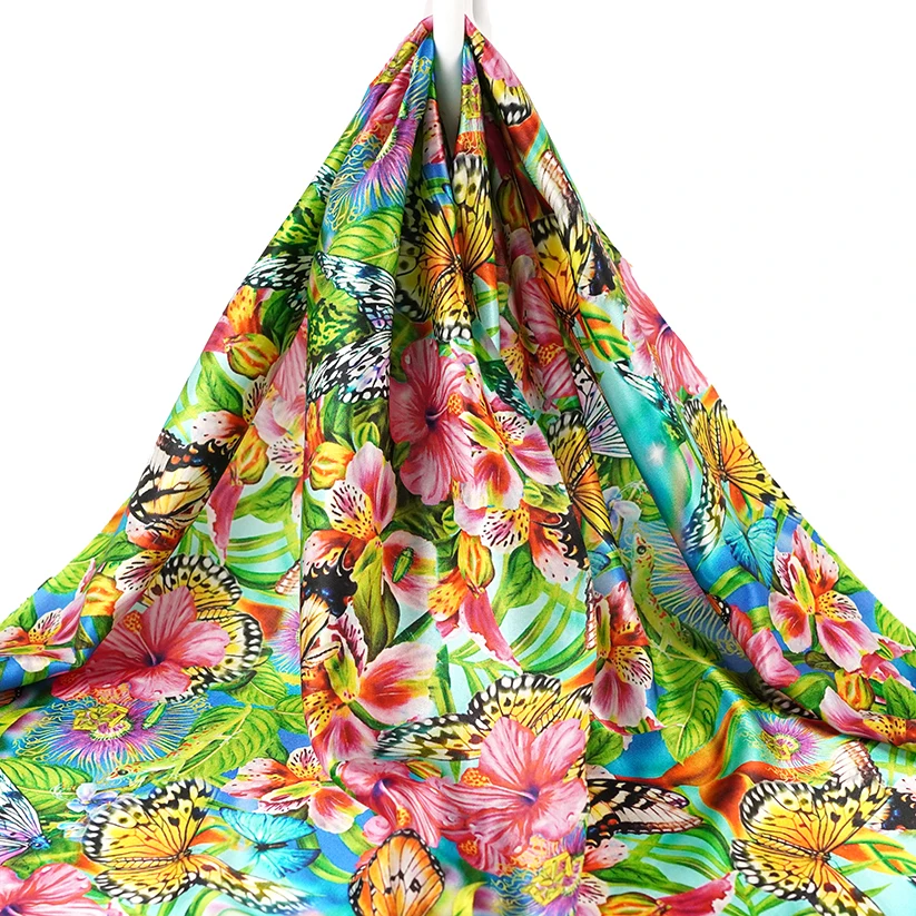 Fashion style cotton poplin 60s botanical garden leaf floral printed fabrics for girl dress