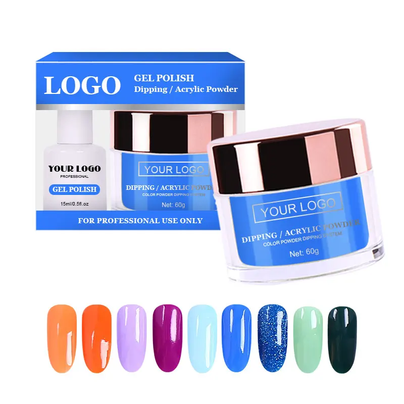 Nail art designs gel polish and dipping powder set 3 in 1 color acrylic nail powder