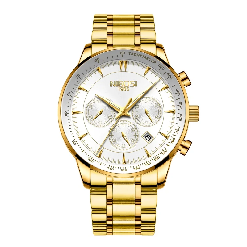 Золотые часы NIBOSI NI2351 с белым циферблатом