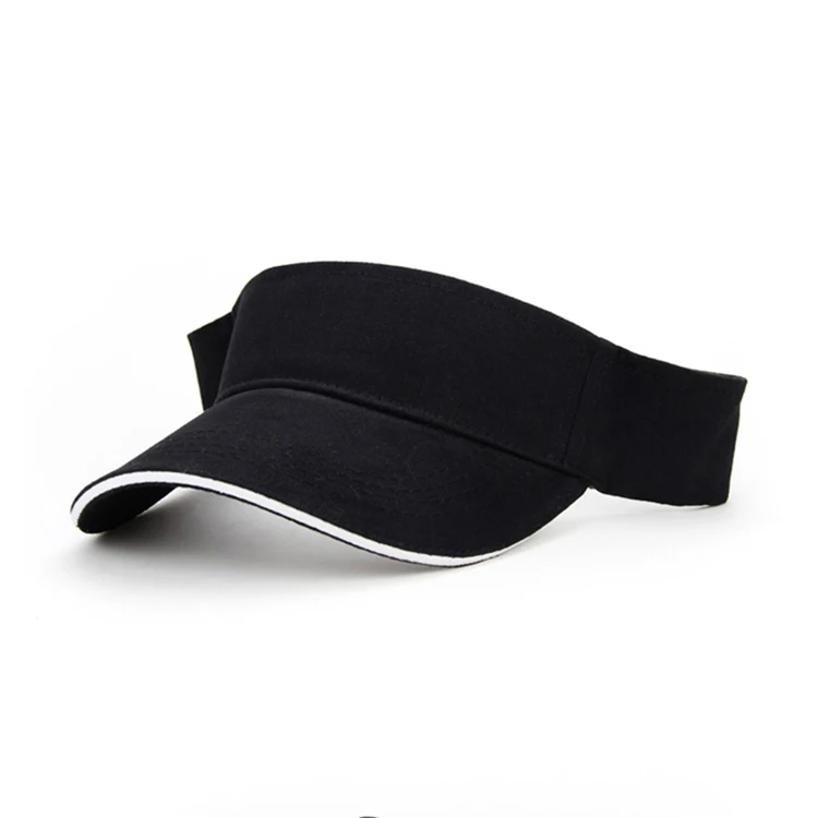 Custom Logo Visor Caps Plain Black Sun Hat For Wholesale