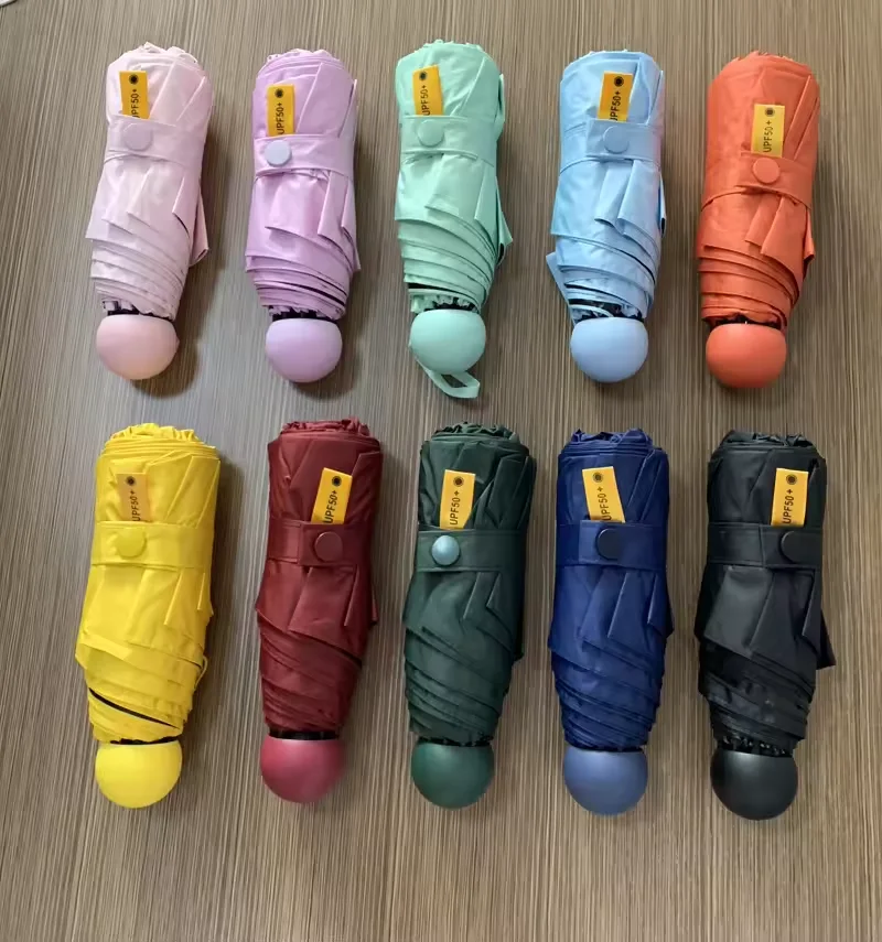 Mini Pocket Anti Uv Umbrella Light Compact Design Rain Summer Parasol Foldable Manual Pouch Umbrella