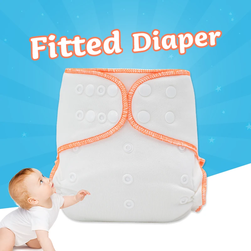 New Arrival Bamboo Cotton Super Soft Non-Disposable New Design OEM Breathable Baby Cloth Diapers Fitted Diaper