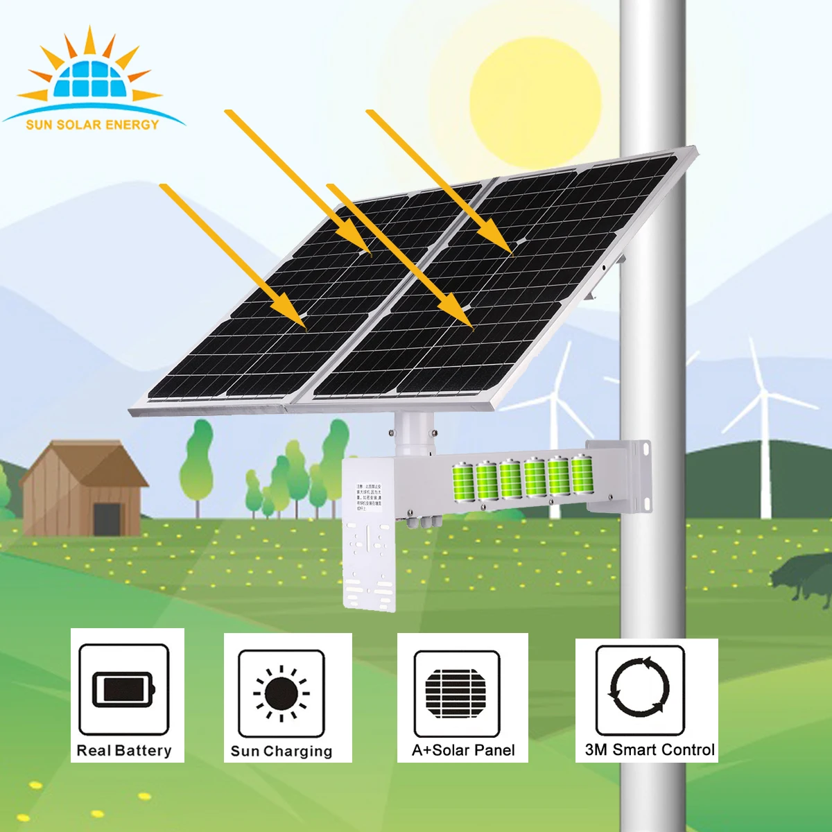 Portable Solar 80W Panel Monitoring System Solar Street Light Folding Solar Panel Kit System 40AH 444WH Dc12v Solar Power System