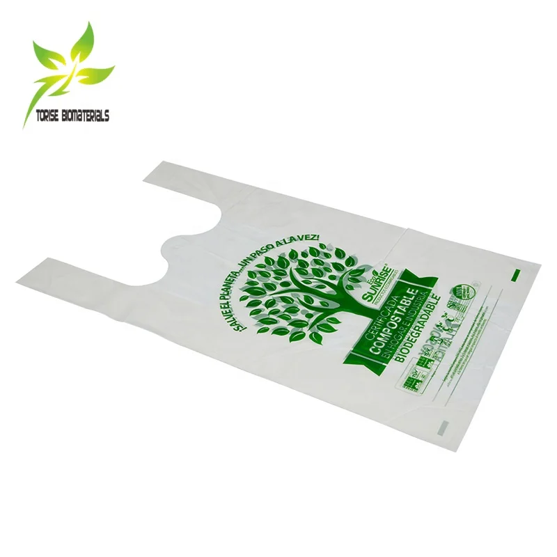 Customizable Accept Bioplastic T Shirt Bag Biodegradable Bags Custom Printed 100% Compostable Plastic Cornstarch Bags
