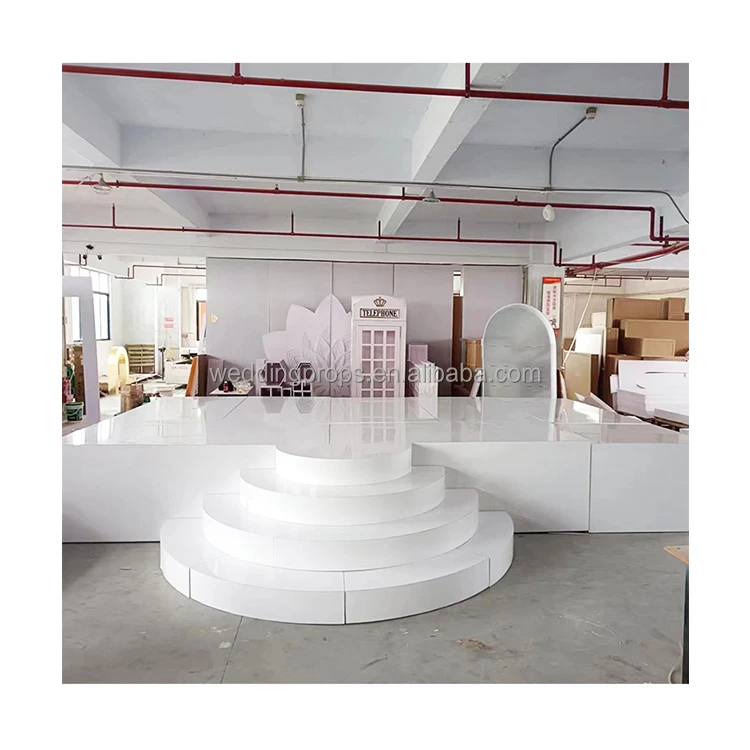 Factory Price Wedding Supplies White Gold Acrylic Wedding Stage Wedding Decoration Party Dance Floor Stage