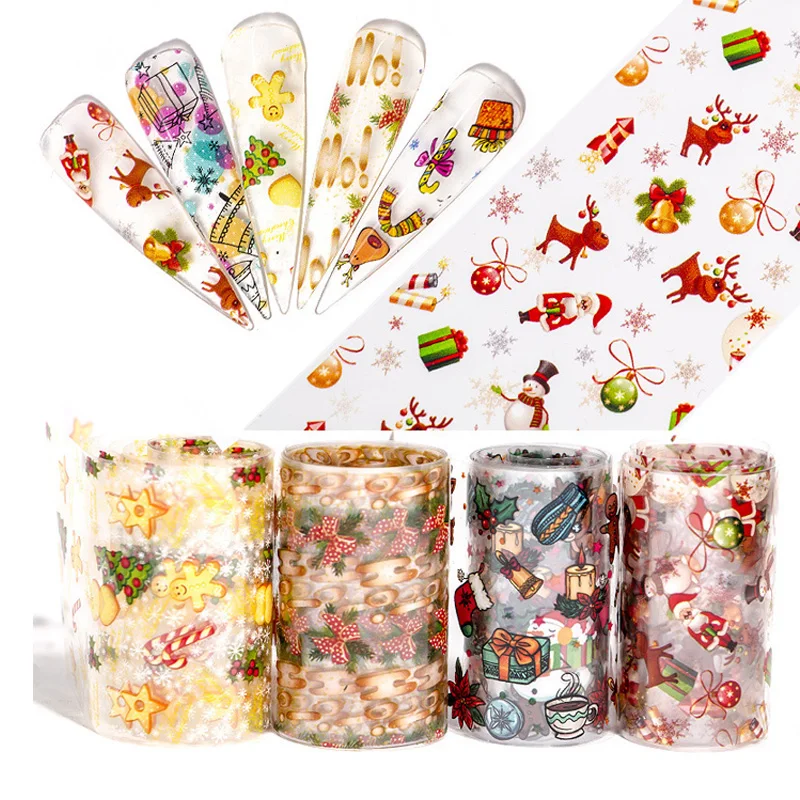 TSZS 2020 Christmas Halloween Nail Foil Transfer Sticker Tips Wraps Adhesive Glitters Acrylic DIY Nail Decoration