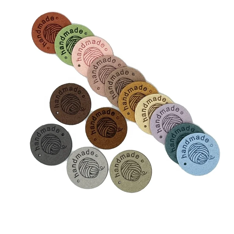 Handmade Tags for Clothes Clothing Tags Labels Colorful Labels Handmade Round Suede Leather Labels Hats Handmade Bags Tags