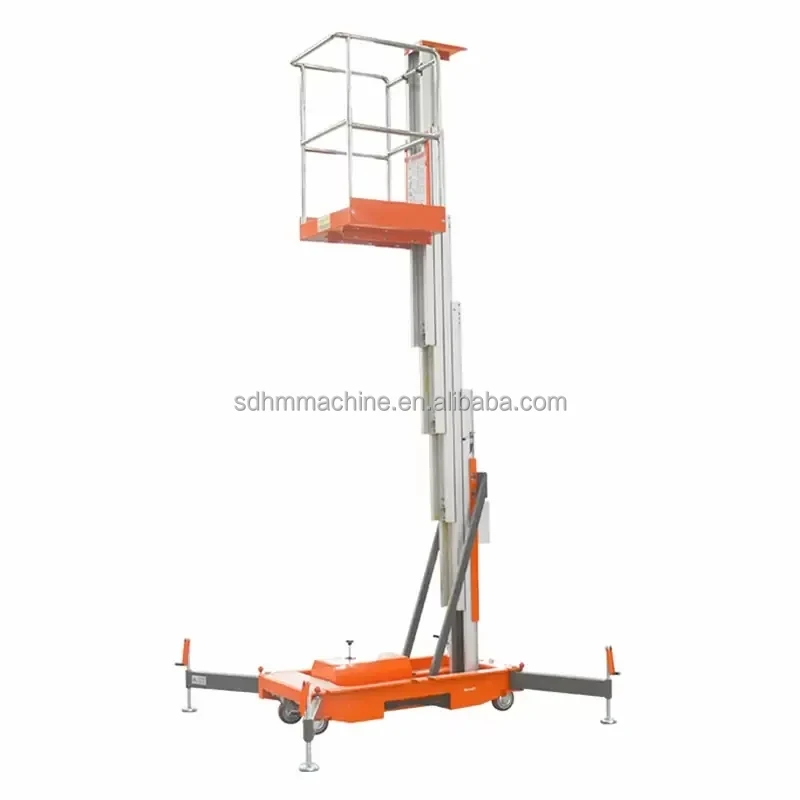 CE accredited 4m-10 m Single Mast Ladder Man Lift Table Aerial Work Platform Aluminum Alloy mast lift platform