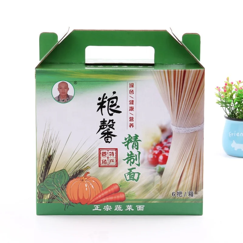 Customized printed corrugated cardboard packaging self-handle boxes for fruit food noodle edible oil nuts source flavors box